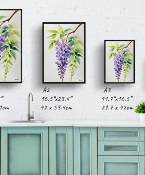 Burford Watercolour Botanical Art Print - Wisteria x Valderi Minimalist Framed Plant Wall Art 17 Burford Watercolour Botanical Art Print - Wisteria x Valderi Minimalist Framed Plant Wall Art - Image 4