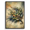 Bay Laurel (Laurus nobilisl) Oil Painting Style Art Print - Whimsical Painting Framed Plant Wall Art 1 oil whimsical flowers bay laurellaurus nobilisl front view