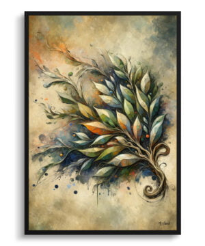Bay Laurel (Laurus nobilisl) Oil Painting Style Art Print - Whimsical Painting Framed Plant Wall Art