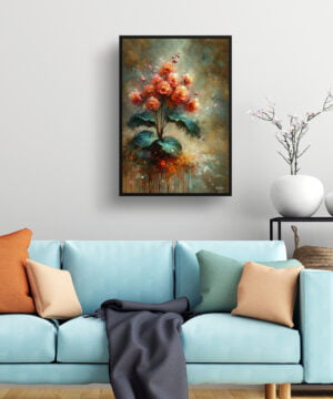 Begonia Inferno (Begonia) Oil Painting Style Art Print - Whimsical Painting Framed Plant Wall Art 15 Begonia Inferno (Begonia) Oil Painting Style Art Print - Whimsical Painting Framed Plant Wall Art - Image 2