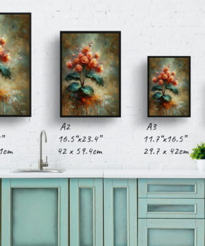 Begonia Inferno (Begonia) Oil Painting Style Art Print - Whimsical Painting Framed Plant Wall Art 17 Begonia Inferno (Begonia) Oil Painting Style Art Print - Whimsical Painting Framed Plant Wall Art - Image 4