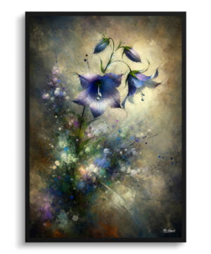Bellflower (Campanula) Oil Painting Style Art Print - Whimsical Painting Framed Plant Wall Art