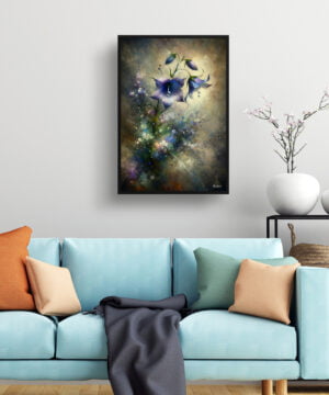 Bellflower (Campanula) Oil Painting Style Art Print - Whimsical Painting Framed Plant Wall Art - Image 2