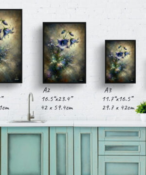Bellflower (Campanula) Oil Painting Style Art Print - Whimsical Painting Framed Plant Wall Art - Image 4