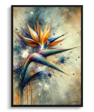 Bird of Paradise (Strelitzia) Oil Painting Style Art Print - Whimsical Painting Framed Plant Wall Art
