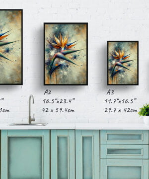 Bird of Paradise (Strelitzia) Oil Painting Style Art Print - Whimsical Painting Framed Plant Wall Art 17 Bird of Paradise (Strelitzia) Oil Painting Style Art Print - Whimsical Painting Framed Plant Wall Art - Image 4
