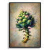 Brassica Oleracea (Brussel Sprouts) Oil Painting Style Art Print - Whimsical Painting Framed Plant Wall Art 1 oil whimsical flowers brassica oleraceabrussel sprouts front view