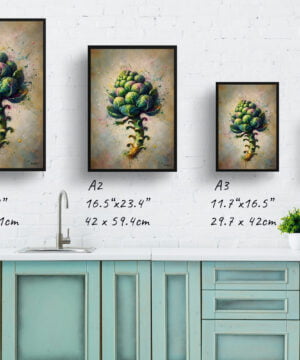 Brassica Oleracea (Brussel Sprouts) Oil Painting Style Art Print - Whimsical Painting Framed Plant Wall Art 17 Brassica Oleracea (Brussel Sprouts) Oil Painting Style Art Print - Whimsical Painting Framed Plant Wall Art - Image 4