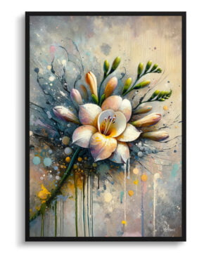 Cape-cowslip (Freesia) Oil Painting Style Art Print - Whimsical Painting Framed Plant Wall Art