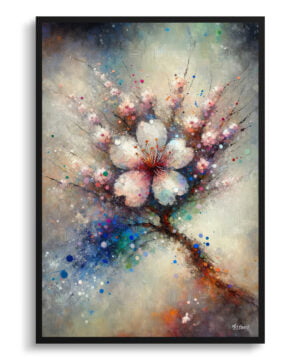 Cherry Blossom (Sakura) Oil Painting Style Art Print - Whimsical Painting Framed Plant Wall Art