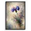Cornflower (Centaurea cyanus) Oil Painting Style Art Print - Whimsical Painting Framed Plant Wall Art 2 oil whimsical flowers cornflowercentaurea cyanus front view
