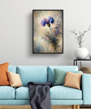 Cornflower (Centaurea cyanus) Oil Painting Style Art Print - Whimsical Painting Framed Plant Wall Art 15 Cornflower (Centaurea cyanus) Oil Painting Style Art Print - Whimsical Painting Framed Plant Wall Art - Image 2