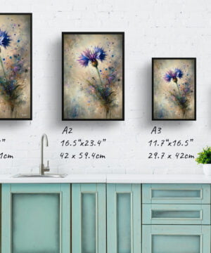 Cornflower (Centaurea cyanus) Oil Painting Style Art Print - Whimsical Painting Framed Plant Wall Art 17 Cornflower (Centaurea cyanus) Oil Painting Style Art Print - Whimsical Painting Framed Plant Wall Art - Image 4