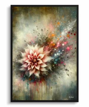 Dahlia (Asteraceae) Oil Painting Style Art Print - Whimsical Painting Framed Plant Wall Art