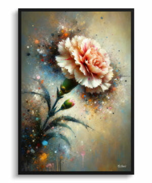 Dianthus caryophyllus (Carnation) Oil Painting Style Art Print - Whimsical Painting Framed Plant Wall Art