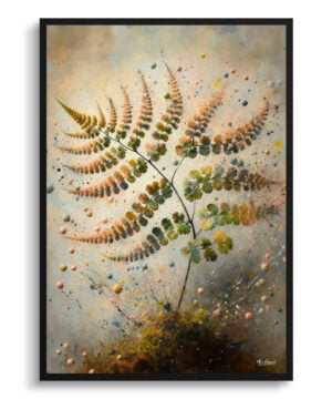 Five-fingered maidenhair fern (Adiantum pedatum) Oil Painting Style Art Print - Whimsical Painting Framed Plant Wall Art