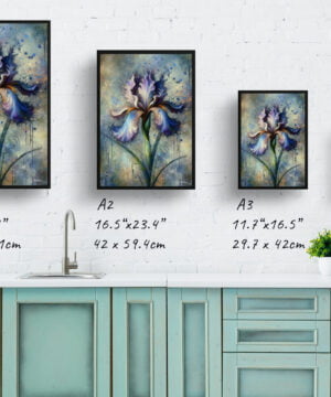 Iris (Fleur-de-lis) Oil Painting Style Art Print - Whimsical Painting Framed Plant Wall Art 17 Iris (Fleur-de-lis) Oil Painting Style Art Print - Whimsical Painting Framed Plant Wall Art - Image 4