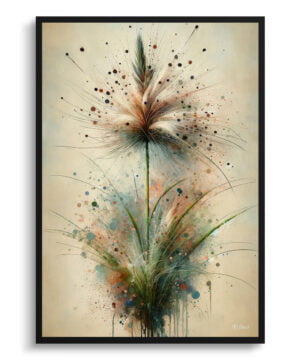 Japanese Sedge (Carex Oshimensis Everillo) Oil Painting Style Art Print - Whimsical Painting Framed Plant Wall Art