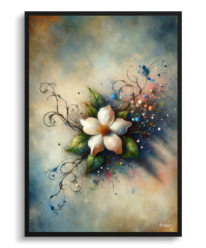 Jasmine (Jasminum officinale) Oil Painting Style Art Print - Whimsical Painting Framed Plant Wall Art