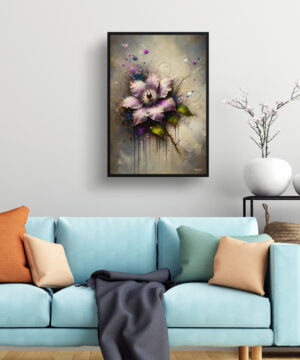 Leather flower (Clematis) Oil Painting Style Art Print - Whimsical Painting Framed Plant Wall Art 15 Leather flower (Clematis) Oil Painting Style Art Print - Whimsical Painting Framed Plant Wall Art - Image 2