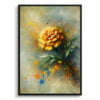 Marigold (Tagetes) Oil Painting Style Art Print - Whimsical Painting Framed Plant Wall Art 2 oil whimsical flowers marigoldtagetes front view