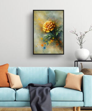 Marigold (Tagetes) Oil Painting Style Art Print - Whimsical Painting Framed Plant Wall Art 15 Marigold (Tagetes) Oil Painting Style Art Print - Whimsical Painting Framed Plant Wall Art - Image 2
