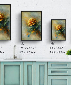Marigold (Tagetes) Oil Painting Style Art Print - Whimsical Painting Framed Plant Wall Art 17 Marigold (Tagetes) Oil Painting Style Art Print - Whimsical Painting Framed Plant Wall Art - Image 4