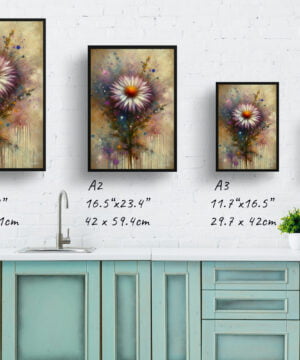 Michaelmas Daisy (Aster) Oil Painting Style Art Print - Whimsical Painting Framed Plant Wall Art 17 Michaelmas Daisy (Aster) Oil Painting Style Art Print - Whimsical Painting Framed Plant Wall Art - Image 4