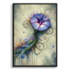 Morning Glory (Ipomoea purpurea) Oil Painting Style Art Print - Whimsical Painting Framed Plant Wall Art 2 oil whimsical flowers morning gloryipomoea purpurea front view