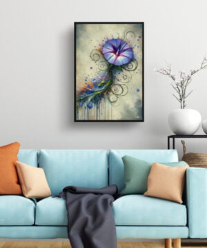 Morning Glory (Ipomoea purpurea) Oil Painting Style Art Print - Whimsical Painting Framed Plant Wall Art 15 Morning Glory (Ipomoea purpurea) Oil Painting Style Art Print - Whimsical Painting Framed Plant Wall Art - Image 2