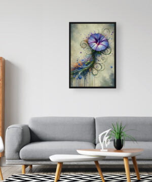 Morning Glory (Ipomoea purpurea) Oil Painting Style Art Print - Whimsical Painting Framed Plant Wall Art 16 Morning Glory (Ipomoea purpurea) Oil Painting Style Art Print - Whimsical Painting Framed Plant Wall Art - Image 3