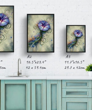 Morning Glory (Ipomoea purpurea) Oil Painting Style Art Print - Whimsical Painting Framed Plant Wall Art 17 Morning Glory (Ipomoea purpurea) Oil Painting Style Art Print - Whimsical Painting Framed Plant Wall Art - Image 4