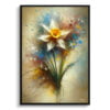 Narcissus Jonquil (Daffodil) Oil Painting Style Art Print - Whimsical Painting Framed Plant Wall Art 2 oil whimsical flowers narcissus jonquildaffodil front view
