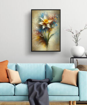 Narcissus Jonquil (Daffodil) Oil Painting Style Art Print - Whimsical Painting Framed Plant Wall Art 15 Narcissus Jonquil (Daffodil) Oil Painting Style Art Print - Whimsical Painting Framed Plant Wall Art - Image 2