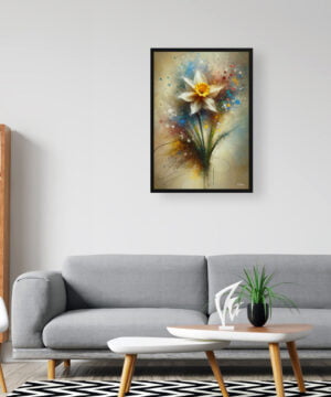 Narcissus Jonquil (Daffodil) Oil Painting Style Art Print - Whimsical Painting Framed Plant Wall Art 16 Narcissus Jonquil (Daffodil) Oil Painting Style Art Print - Whimsical Painting Framed Plant Wall Art - Image 3