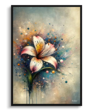 Natal Lily (Clivia) Oil Painting Style Art Print - Whimsical Painting Framed Plant Wall Art