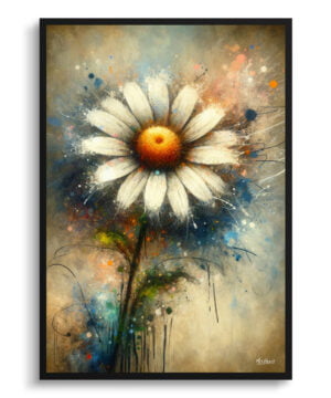 Oxeye Marguerite (Daisy) Oil Painting Style Art Print - Whimsical Painting Framed Plant Wall Art