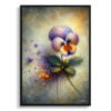 Pansy (Viola x wittrockiana) Oil Painting Style Art Print - Whimsical Painting Framed Plant Wall Art