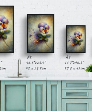 Pansy (Viola x wittrockiana) Oil Painting Style Art Print - Whimsical Painting Framed Plant Wall Art 17 Pansy (Viola x wittrockiana) Oil Painting Style Art Print - Whimsical Painting Framed Plant Wall Art - Image 4