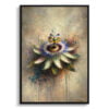 Passion Flower (Passiflora) Oil Painting Style Art Print - Whimsical Painting Framed Plant Wall Art 1 oil whimsical flowers passion flowerpassiflora front view