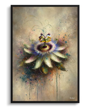 Passion Flower (Passiflora) Oil Painting Style Art Print - Whimsical Painting Framed Plant Wall Art