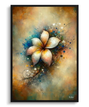 Plumeria (Frangipani) Oil Painting Style Art Print - Whimsical Painting Framed Plant Wall Art