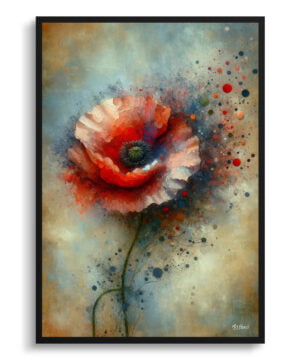 Poppy (Papaver rhoeas) Oil Painting Style Art Print - Whimsical Painting Framed Plant Wall Art