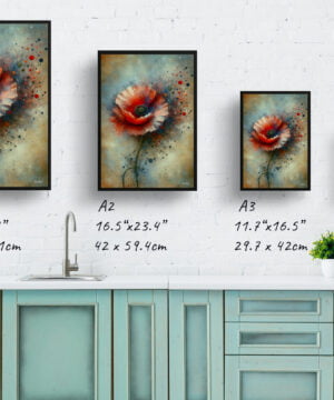Poppy (Papaver rhoeas) Oil Painting Style Art Print - Whimsical Painting Framed Plant Wall Art 17 Poppy (Papaver rhoeas) Oil Painting Style Art Print - Whimsical Painting Framed Plant Wall Art - Image 4