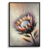Proteas (Sugarbushes) Oil Painting Style Art Print - Whimsical Painting Framed Plant Wall Art 1 oil whimsical flowers proteassugarbushes front view