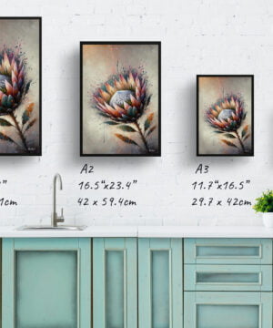 Proteas (Sugarbushes) Oil Painting Style Art Print - Whimsical Painting Framed Plant Wall Art 17 Proteas (Sugarbushes) Oil Painting Style Art Print - Whimsical Painting Framed Plant Wall Art - Image 4