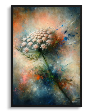 Queen Anne's lace (Daucus carota) Oil Painting Style Art Print - Whimsical Painting Framed Plant Wall Art