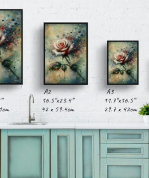 Rose (Rosa) Oil Painting Style Art Print - Whimsical Painting Framed Plant Wall Art 17 Rose (Rosa) Oil Painting Style Art Print - Whimsical Painting Framed Plant Wall Art - Image 4