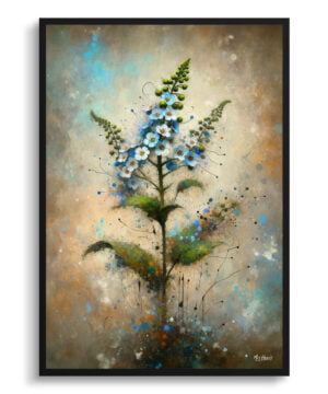 Siberian bugloss (Brunnera Macrophylla) Oil Painting Style Art Print - Whimsical Painting Framed Plant Wall Art