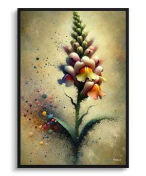 Snapdragon ( Antirrhinum) Oil Painting Style Art Print - Whimsical Painting Framed Plant Wall Art